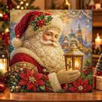 Santa with vintage lantern pearl diamond painting kit for beginners