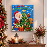 Finished santa’s christmas delight pearl diamond painting artwork displayed as holiday home decor