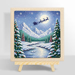 Santa’s sleigh over snow peaks punch needle kit for beginners
