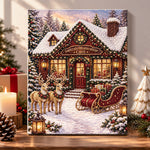 Santa's workshop cafe house pearl diamond painting kit for beginners