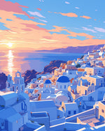 Santorini golden hour cross stitch kit for beginners