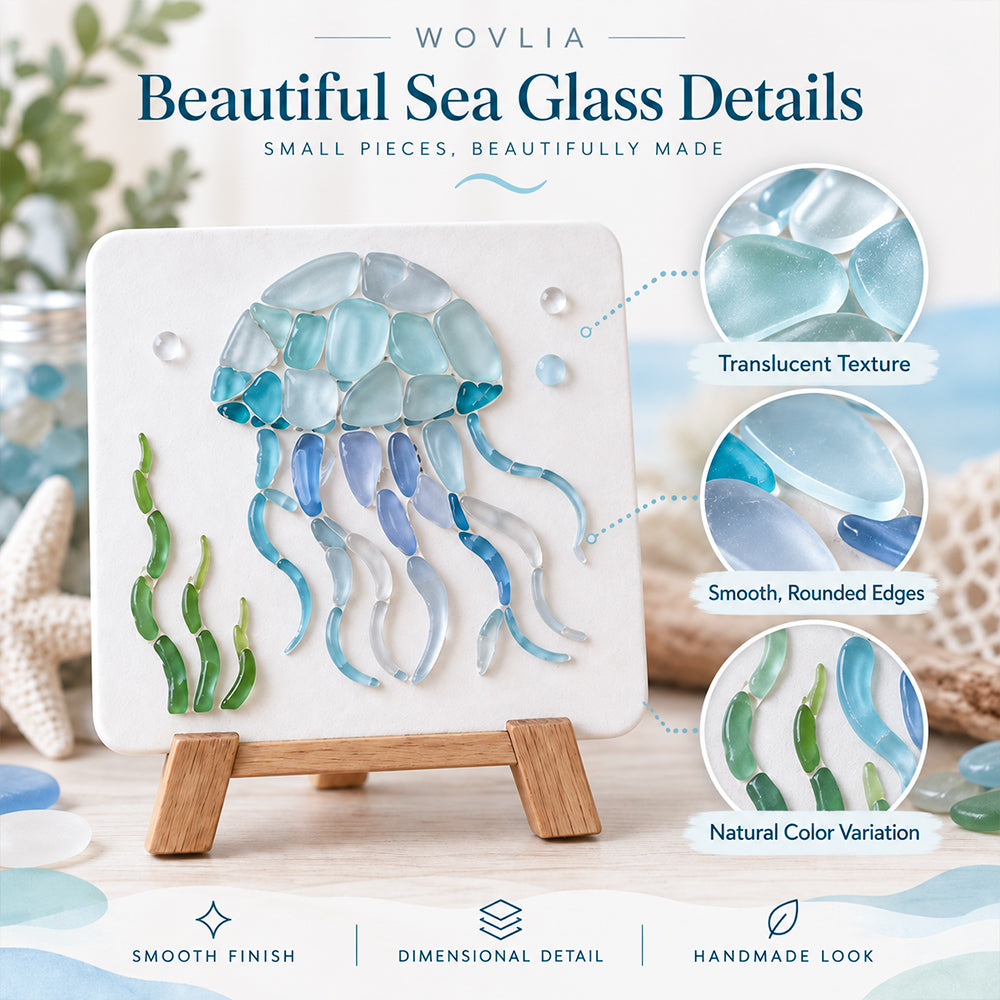 Sea Glass Art Kit close-up showing translucent pieces, smooth edges and dimensional details