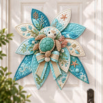 Sea turtle DIY quilted bow sewing kit finished as a handmade door decoration