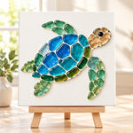Sea turtle sea glass art kit finished artwork on display