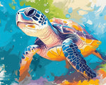 Sea turtle under ocean waves cross stitch kit for beginners