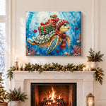 Finished sea turtle with holiday gifts pearl diamond painting artwork displayed as holiday home decor