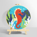 Seahorse and seaweed punch needle kit for beginners
