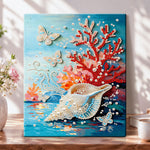 Seashell and coral butterflies pearl diamond painting kit for beginners