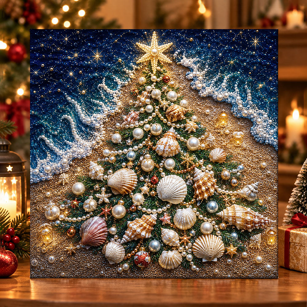 Seashell christmas tree pearl diamond painting kit for beginners