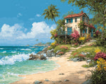Seaside tropical cottage cross stitch kit for beginners