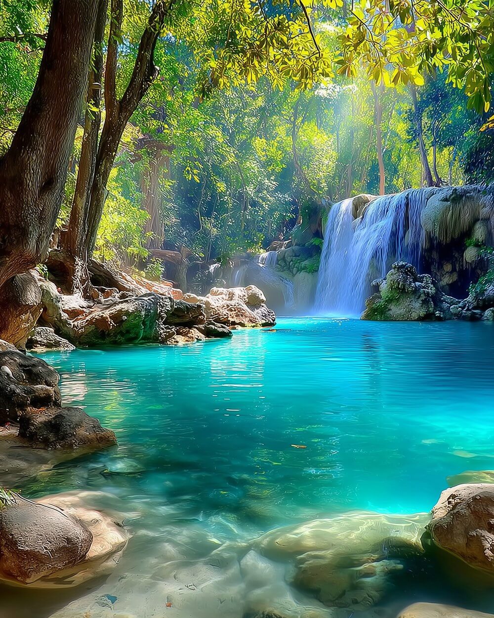 Secret forest waterfall cross stitch kit for beginners