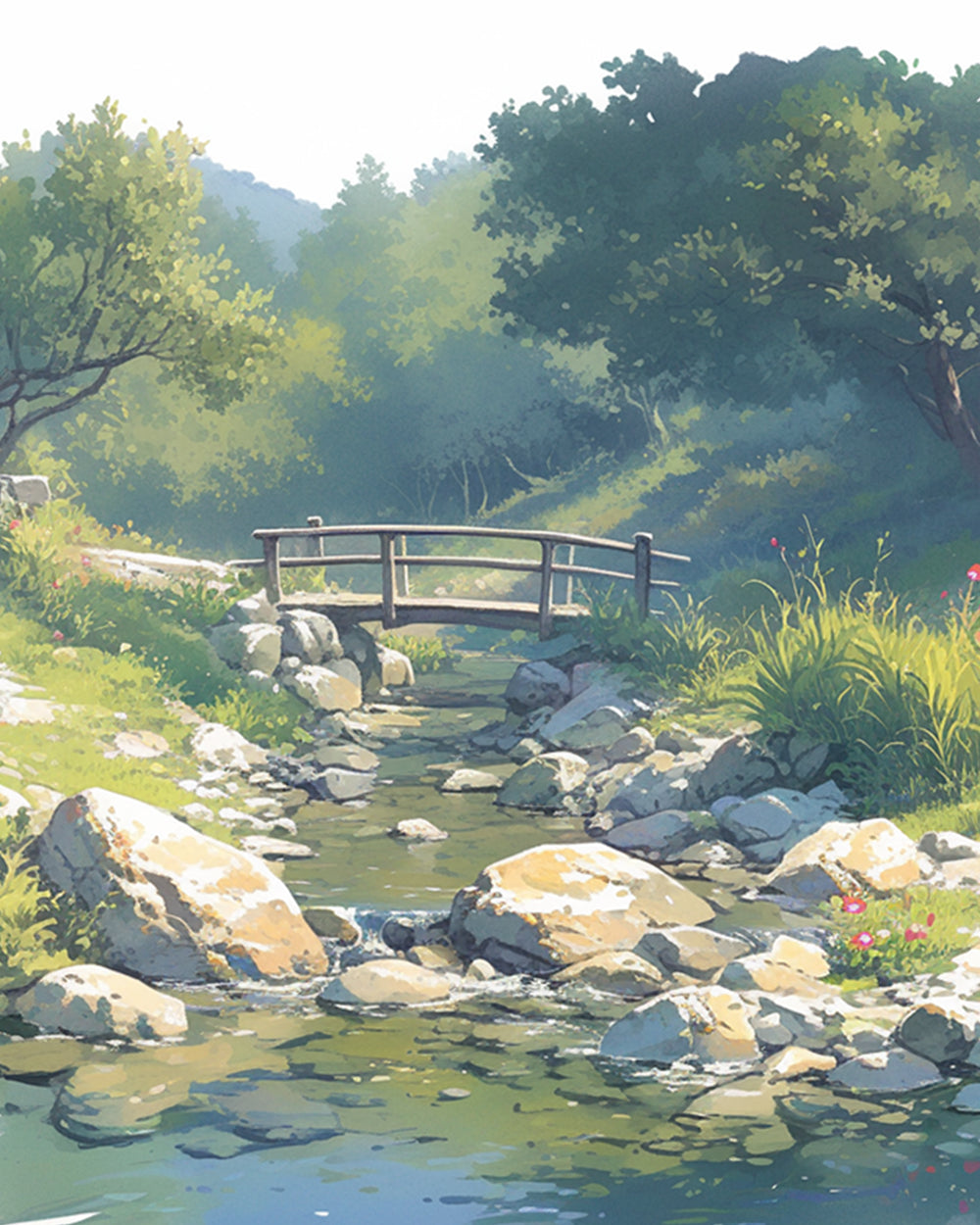 Serene creek bridge cross stitch kit for beginners