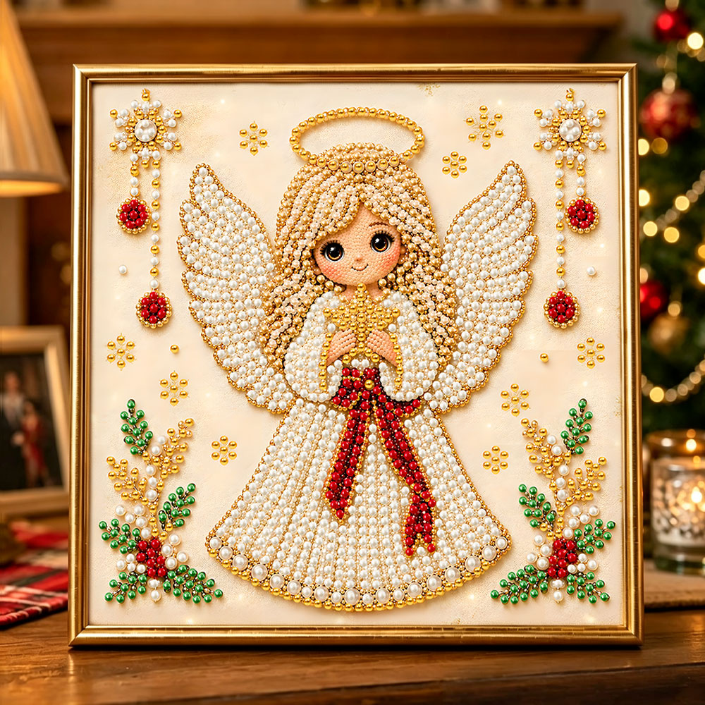 Serene holiday angel pearl diamond painting kit for beginners