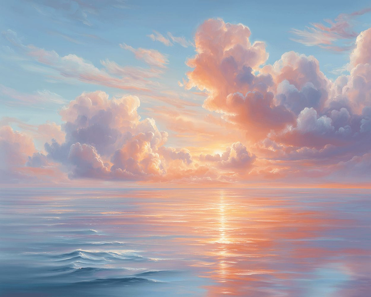 Serene sunset ocean cross stitch kit for beginners