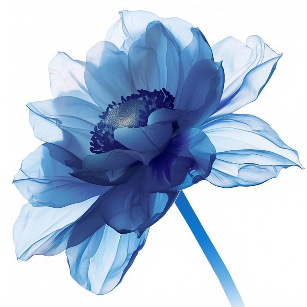 Sheer blue anemone cross stitch kit for beginners