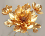 Shimmering golden floral paint by numbers kit for beginners