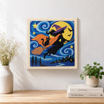 Finished silhouette witch night flight artwork displayed on a wall