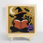 Silhouette witch reading book punch needle kit for beginners