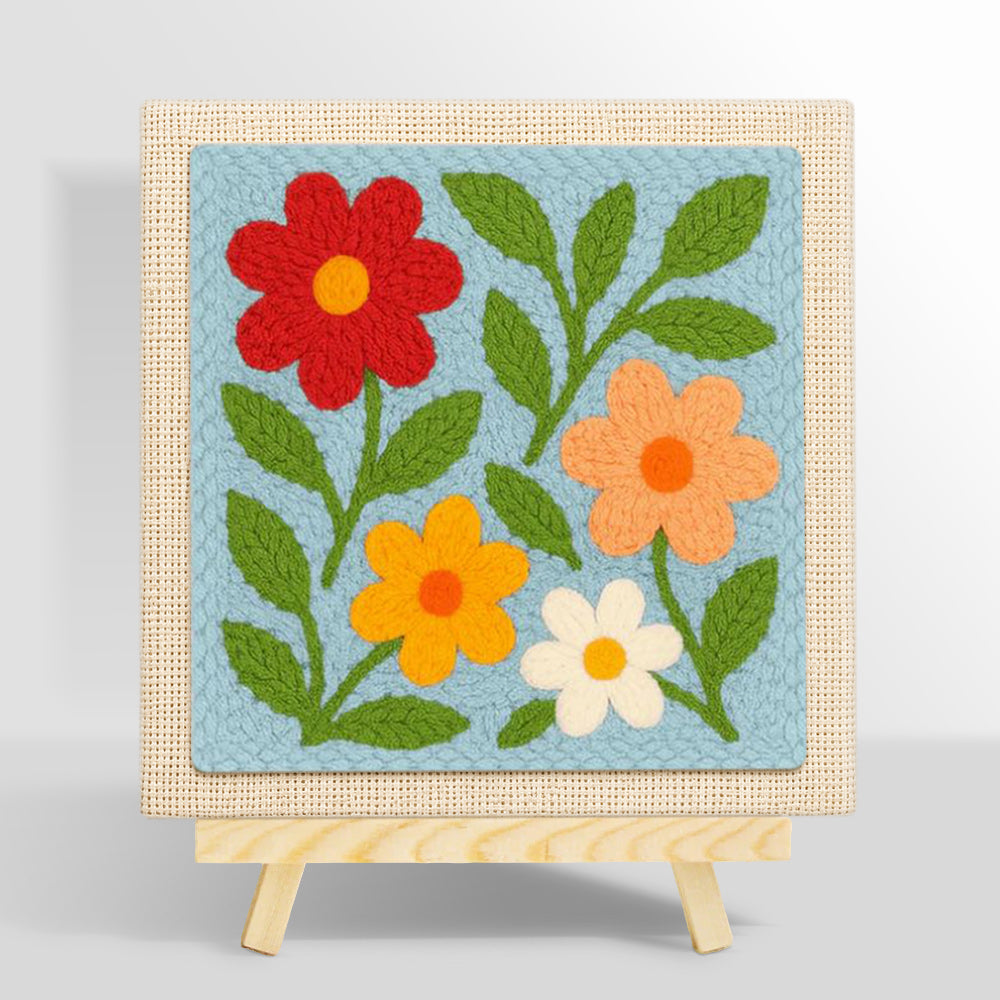 Simple and colorful wildflowers punch needle kit for beginners