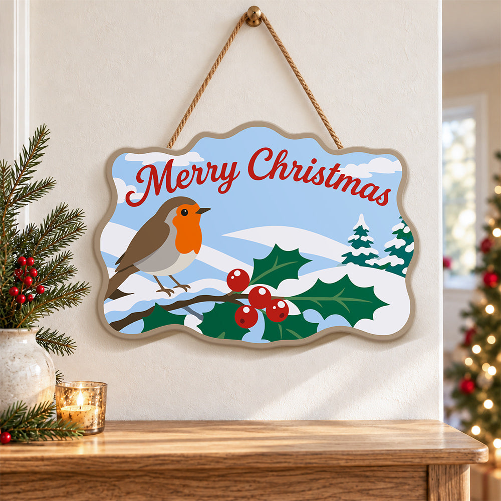 Simple robin christmas paint by numbers door hanger as indoor wall decor