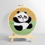 Sitting cute panda punch needle kit for beginners