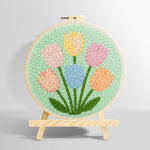 Six pastel tulips punch needle kit for beginners