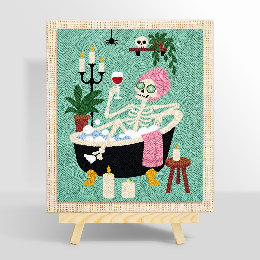 Skeleton bathing with wine punch needle kit for beginners