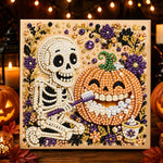 Skeleton brushing teeth for pumpkin pearl diamond painting kit for beginners