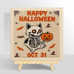 Skeleton cat and pumpkin punch needle kit for beginners