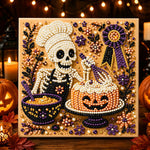 Skeleton chef and pumpkin cake pearl diamond painting kit for beginners