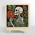 Skeleton holding blooms punch needle kit for beginners