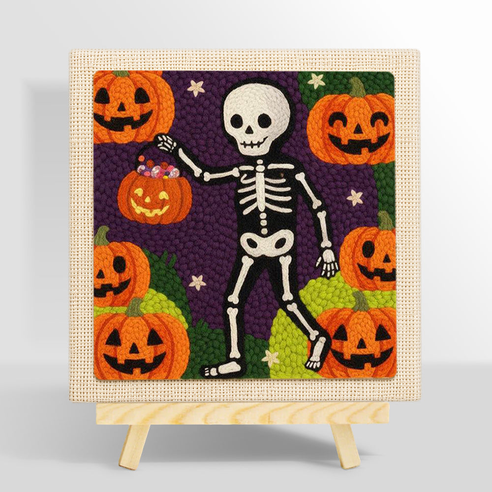 Skeleton pumpkin walk punch needle kit for beginners