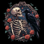 Skeleton raven red roses cross stitch kit for beginners