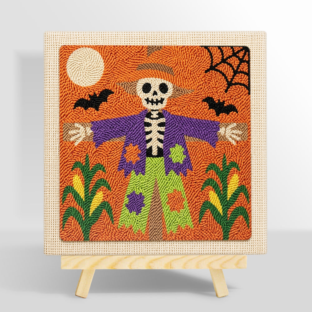 Skeleton scarecrow punch needle kit for beginners