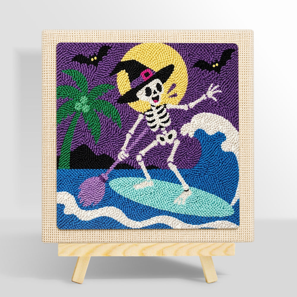 Skeleton witch paddle surfing punch needle kit for beginners