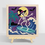 Skeleton witch surfing waves punch needle kit for beginners