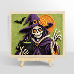 Skeleton witch with cauldron punch needle kit for beginners