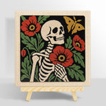 Skeleton with poppies and butterfly punch needle kit for beginners