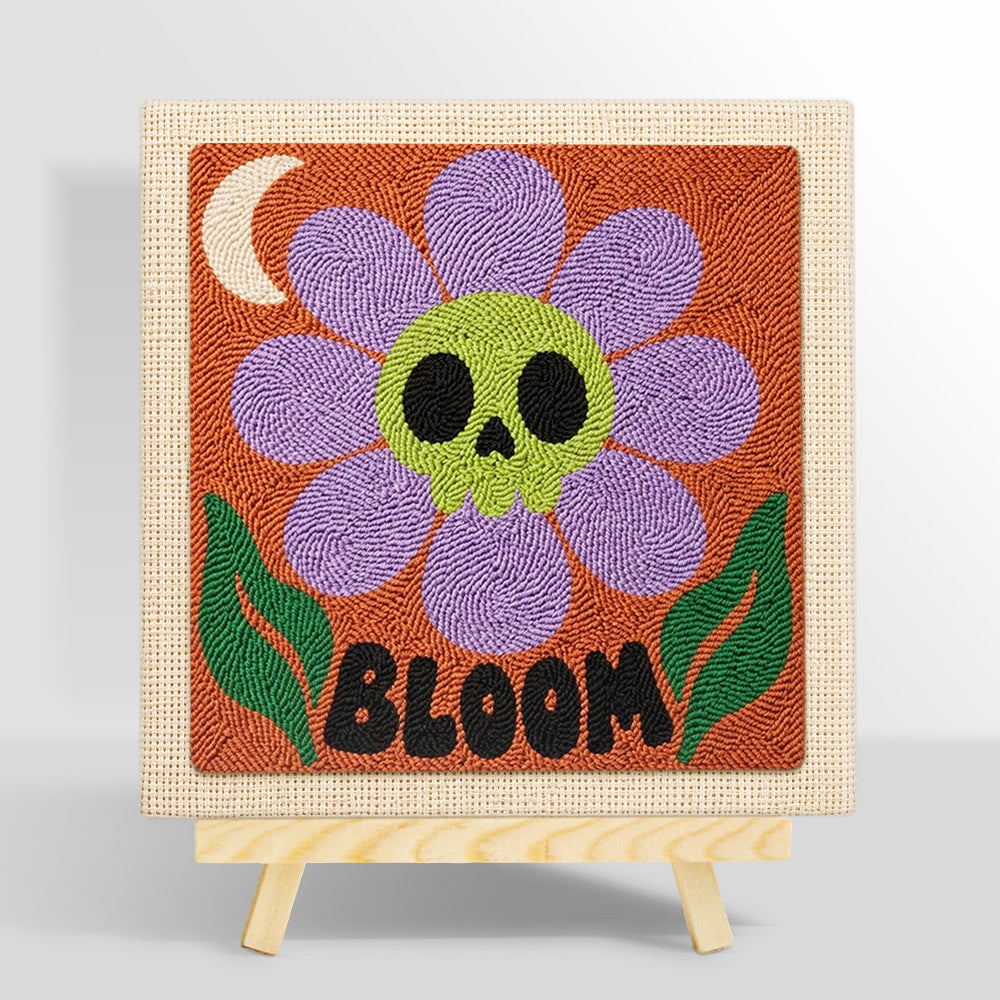 Skull flower bloom punch needle kit for beginners