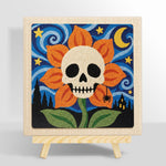 Skull flower under starry sky punch needle kit for beginners