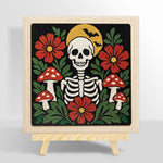 Skull with flowers and mushrooms punch needle kit for beginners