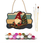 Sledding gnome joy paint by numbers door hanger with paints and brushes