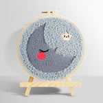 Sleeping crescent moon and star punch needle kit for beginners