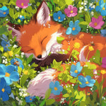 Sleeping fox wildflowers cross stitch kit for beginners
