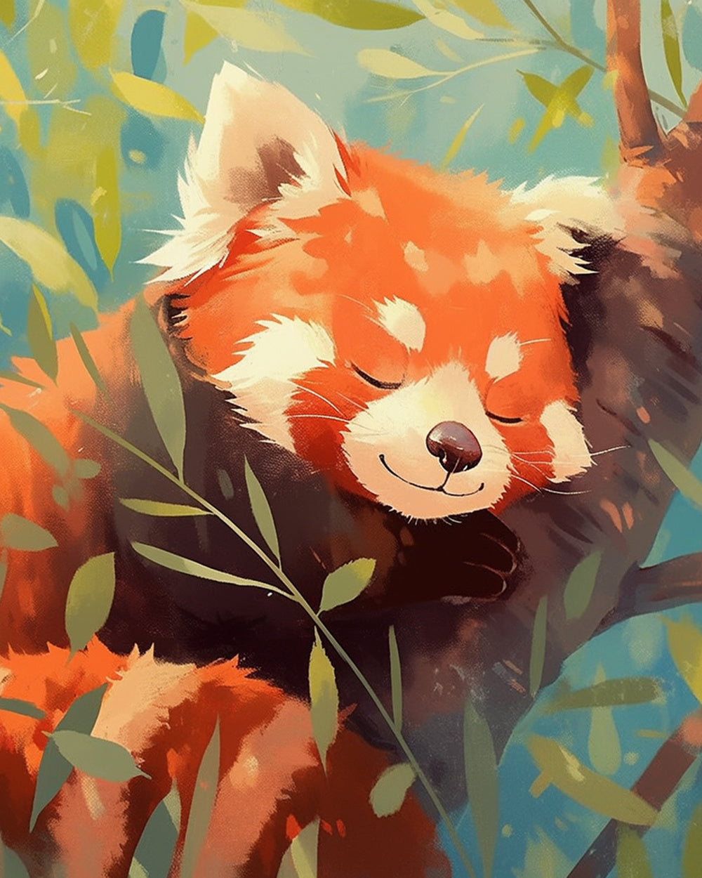 Sleeping red panda cross stitch kit for beginners