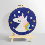 Sleeping unicorn under stars punch needle kit for beginners