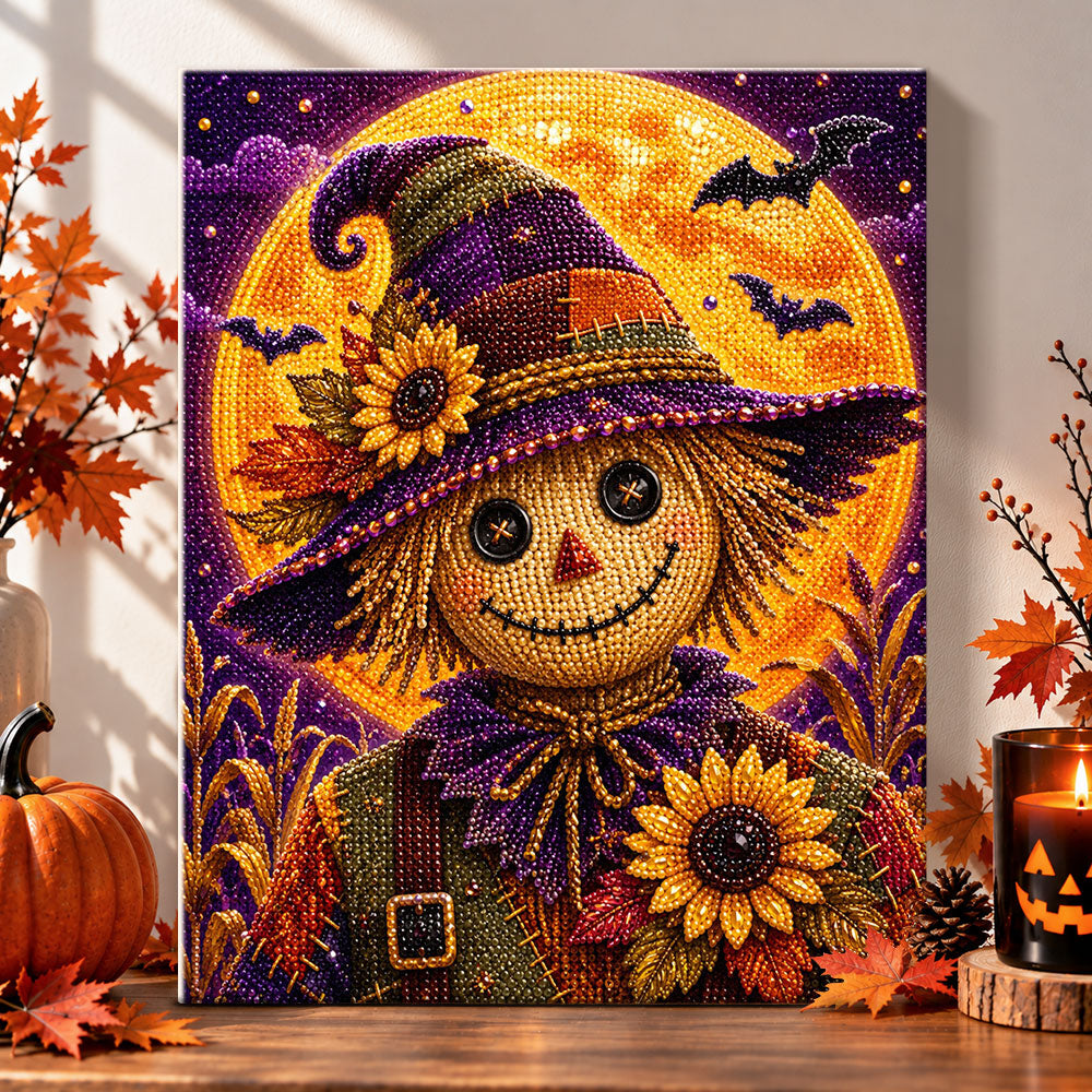 Smiling halloween scarecrow pearl diamond painting kit for beginners