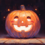 Smiling jack-o-lantern cross stitch kit for beginners