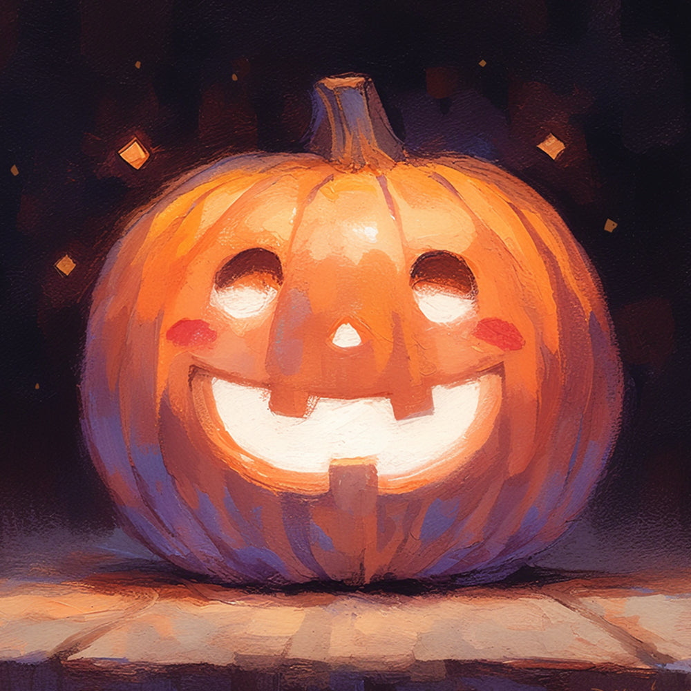 Smiling jack-o-lantern cross stitch kit for beginners