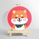 Smiling shiba inu punch needle kit for beginners